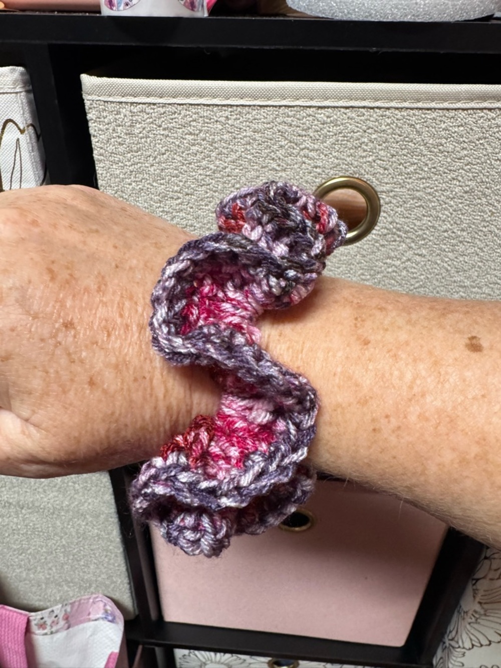Handmade Pink & Purple Crochet Hair Scrunchie
